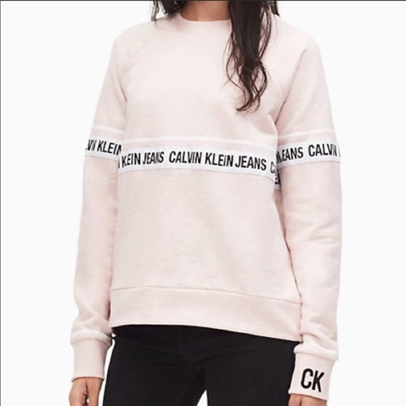Calvin Klein Pink Sweatshirt with Logo Bands - Picture 1 of 6